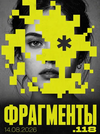 Постер «Фрагменты»: чёрно-белый портрет, перекрытый кислотно-жёлтой пиксельной фигурой