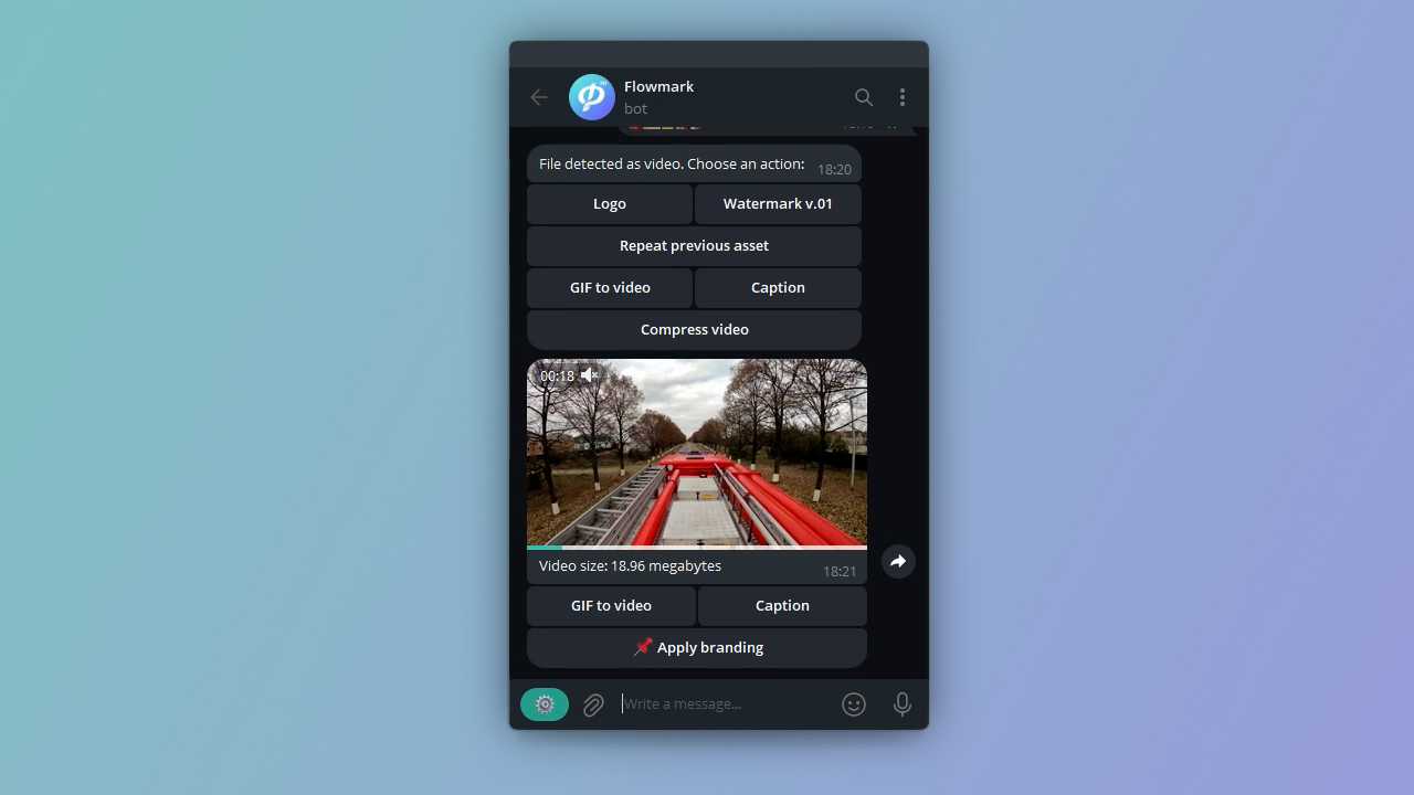 Сжатие видео для Telegram до нужного размера в боте Flowmark