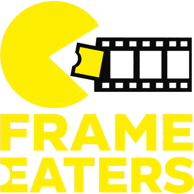 Логотип «Frame Eaters»: жёлтый персонаж, поедающий киноплёнку