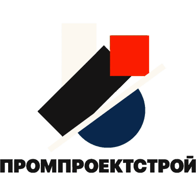 Конструктивистский логотип «Промпроектстрой» из геометрических фигур